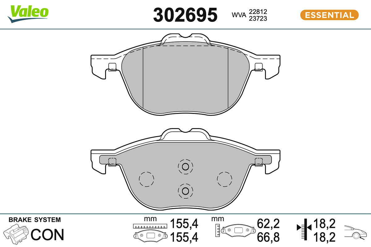 Kit pastiglie freno, Freno a disco - 302695 VALEO